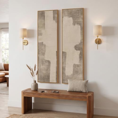 Framed Neutral Abstract Vertical Wall Art for Living Room Decor, 2 Piece by Cuspin - Used condition - Image 2