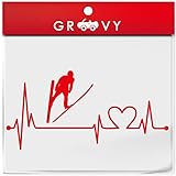 スキー ジャンプ ステッカー ジャンパー ノーマルヒル ラージヒル ハート 車 自動車 シルエット シール おしゃれ かわいい 防水 エンブレム アクセサリー ブランド アウトドア グッズ 雑貨 おもしろ_1386 (レッド)