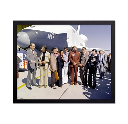 Atelier Lumiere Science Photo - Space Shuttle Enterprise Rollout 1976 - Star Trek Cast with NASA Team at Prototype Unveiling Historic Aerospace Event Moment - 8x10 Black Framed Wall Art Decor