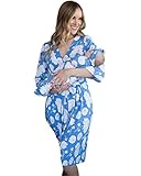 Matching Maternity/Delivery Robe with Baby Swaddle Set, Mom and Baby (Zoe Floral, L/XL pre Pregnancy...