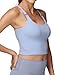 Foucome Nursing Tank Tops for Breastfeeding Y-Back Racerback Longline Maternity Sports Bra Workout Crop Top (Light Blue, M)