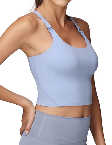 Image of Foucome Nursing Tank Tops Racerback Longline Nursing Sports Bra
