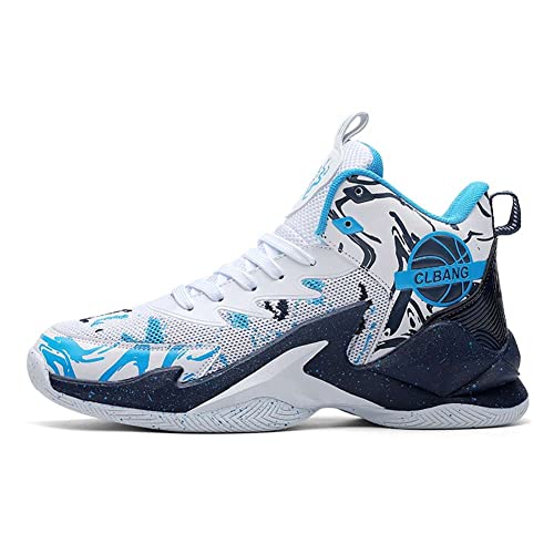 Ncndb Men's Women's High Top Basketball Shoes Breathable Non Slip Outdoor Running Sports Fashion Sneakers Blue 8/6.5 Us #TOP1
