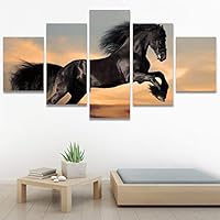SIGNWIN 5 Panel Canvas Wall Art Modern Art Animals Cow Expressive Farmhouse/Country Multicolor Photography Sheep for Home Decorations Ready to Hang - 60