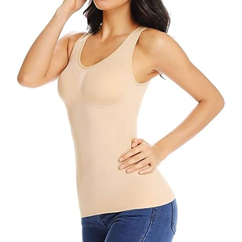 GXIN Cami Shaper with Built in Bra Shaping Camisoles for Women Tummy Control Tank Top Underskirts Shapewear (Nude, XXL) Cover