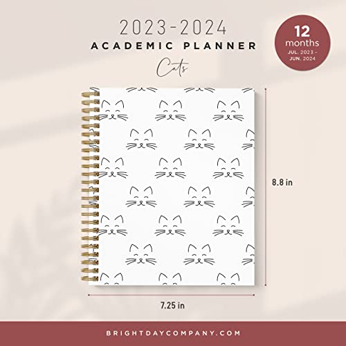 Academic Planner Yearly Monthly Weekly Daily Large Calendar Organizer By Bright Day Spiral Bound Dated Agenda Flexible Cover Notebook, June 2023 - July 2024, 9" X 7.5", Happy Planner Cats On Repeat #TOP2
