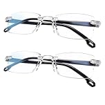 2 Pcs Reading Glasses Men with Blue Light Protection, Auto-Focus, Scratch-Resistant Lenses, Lightweight Design, Adjustable Focus, Suitable for Daily Use, Outdoor Activities