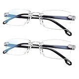 2 Pcs Reading Glasses Men with Blue Light Protection, Auto-Focus, Scratch-Resistant Lenses, Lightweight Design, Adjustable Focus, Suitable for Daily Use, Outdoor Activities