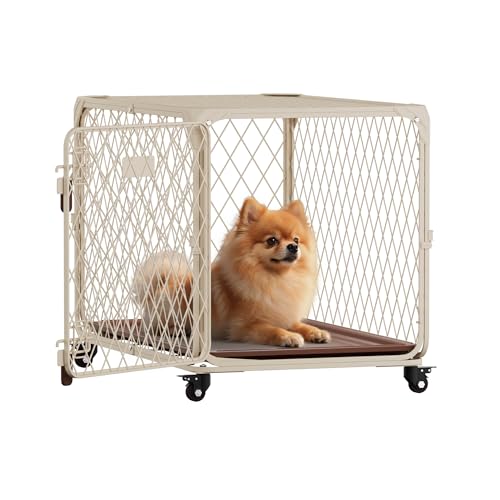 30-Inch Lockable Wheel Dog Crate with Leak-Proof Tray
