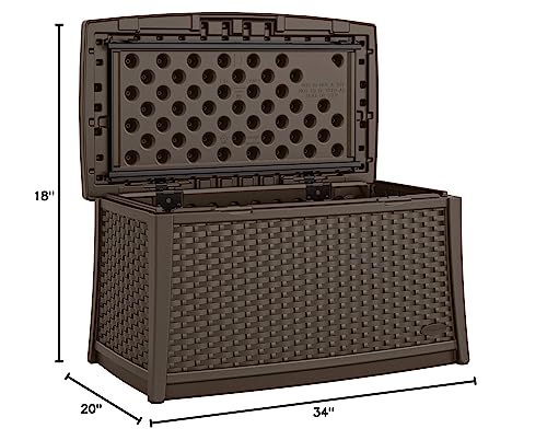 Suncast 30 Gallon Resin Outdoor Patio End Table Storage Box, Java #TOP2