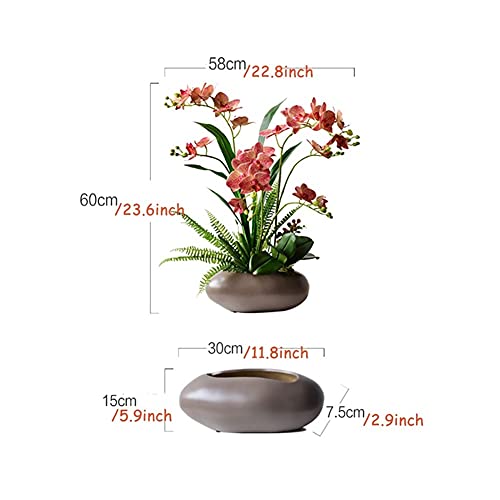 Orquídea artificial rosa de 60 cm con jarrón para decoración elegante del hogar y salón 5