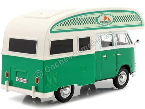 Volkswagen Type 2 (T1) Camper Van Verde y Blanco Modelo de Coche Diecast 1/24 por Motormax miniatura 2