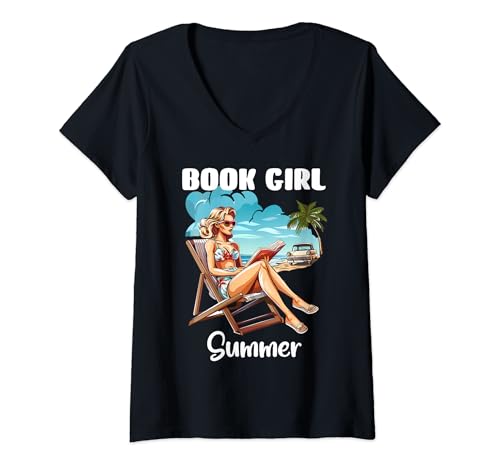 Donna Booked for the Summer Reading Shirts Women Book Girl Summer Maglietta con Collo a V