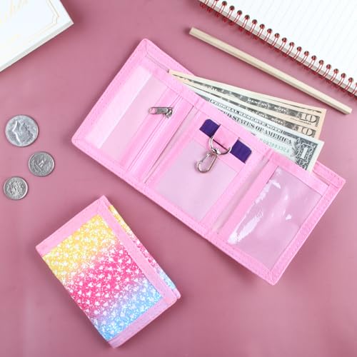 Image of Kids Wallet for Boys Girls Teens Trifold, Canvas Toddler Wallet for Boys, Cute Zipper Wallets Youth with Coin Pocket Card Holders, Novelty Wallets for Childrens Birthday Gifts, Bling Style, 0.4