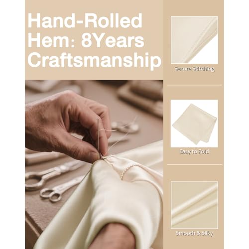 Image of MANSPHIL 100% Real Mulberry Silk Pocket Square for Men, 11x11 Inch Solid Handkerchiefs, Multi Colors