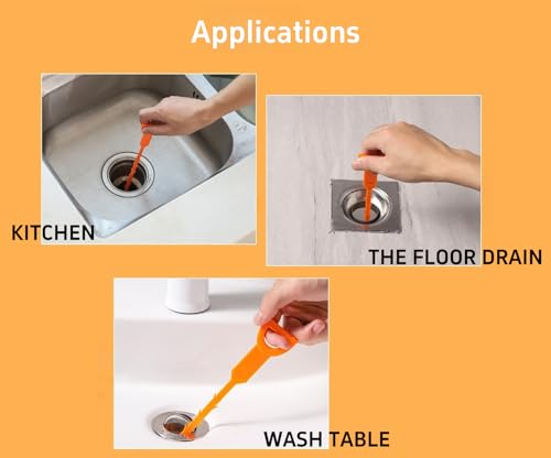 6-Piece Professional Drain Snake Cleaning Kit - Heavy Duty Clog Remover Tool for Shower, Sink, Bathtub, Toilet, Kitchen - Hair Removal Unclogger with Drill Attachment, Reusable Plastic Pipe Cleaner by KerroEdion - Used condition - Image 4