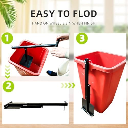 Touchless Manual Trash Compactor - Trash Can Compactor for Kitchen, Iron Trash Bin Compactor for Outdoor, Garbage Compactor for 60-100l Wheelie Bins (1) - 3