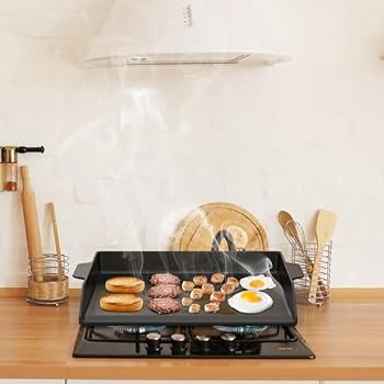 Poêle Grill Et Fondue 2 En 1 - Plancha En Aluminium Anti-adhésif - Dimensions ~33.5x22x4 Cm - Pour Table, Barbecue, Camping, Induction