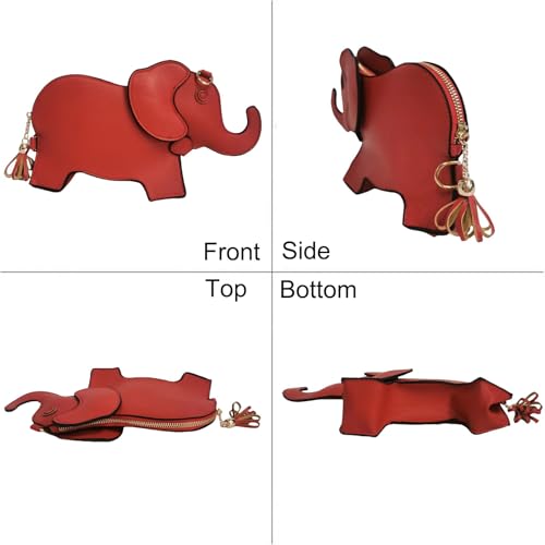 Women PU Leather Fun Weird Crossbody Shoulder Bag Wristlet Unique Novelty Elephant Purse2