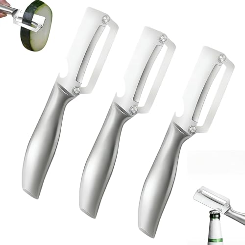 Multifonction Epluche Legume, Eplucheur Pomme De Terre Acier Inoxydable, Eplucheur Manche En Métal Avec DéCapsuleur Fonction, Lame Large, TrèS Efficace Pour Peler, Un Allié PréCieux En Cuisine (3)