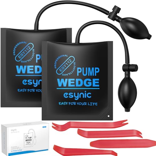 eSynic 2-Pack Air Wedge Bags - 300LB Capacity Anti-Slip Heavy Duty Air Bags for Lifting Tools with 4 Trim Tools Kit- Durable Inflatable Air Shim Tools for Door/Window/Furniture Installation