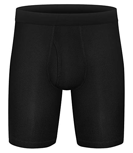 Conkend Men's Performance Boxer Briefs 9" Athletic Sport Underwear Mesh Long Leg Cool Dry Underwear For Men With Fly 3-Pack #TOP2