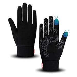 Aegend Lightweight Winter Gloves for Men Women, Warm Running Gloves Touchscreen Thermal Glove Liners for Cold Weather Driving, Cycling & Hiking, Non-Slip, Elastic Cuff, Stretchy, Durable