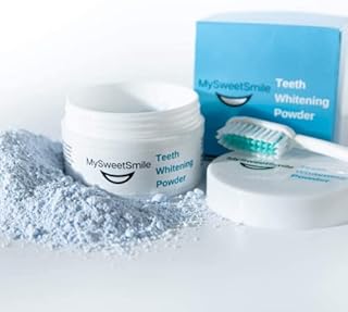 MySweetSmile Teeth Whitening Powder - 6 Month Whitener Supply | Tea, Coffee, Wine & Smoking Stain Remover | Sensitivity & Pain Free Formula for a Bright Smile | Peroxide Free | Refreshing Mint Flavour