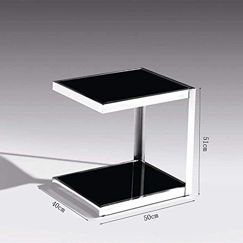 FEIFEI Side Table, Stainless Steel + Tempered Glass, C-shaped, Multi-functional, Creative Coffee Table, Sofa Side Table, 40 * 50 * 51CM