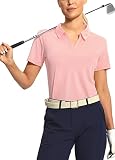 Hiverlay Women's Golf Shirt Short Sleeve V Neck Collar Polo Shirts Athletic Tennis Tops Lightweight