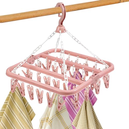 Unterwäsche Trockenständer | Trockenklammern für Handtücher - 32 Klammern Drehbarer Windfester Wäschetrockner für Socken, Unterwäsche, BHS & Wäschezubehör