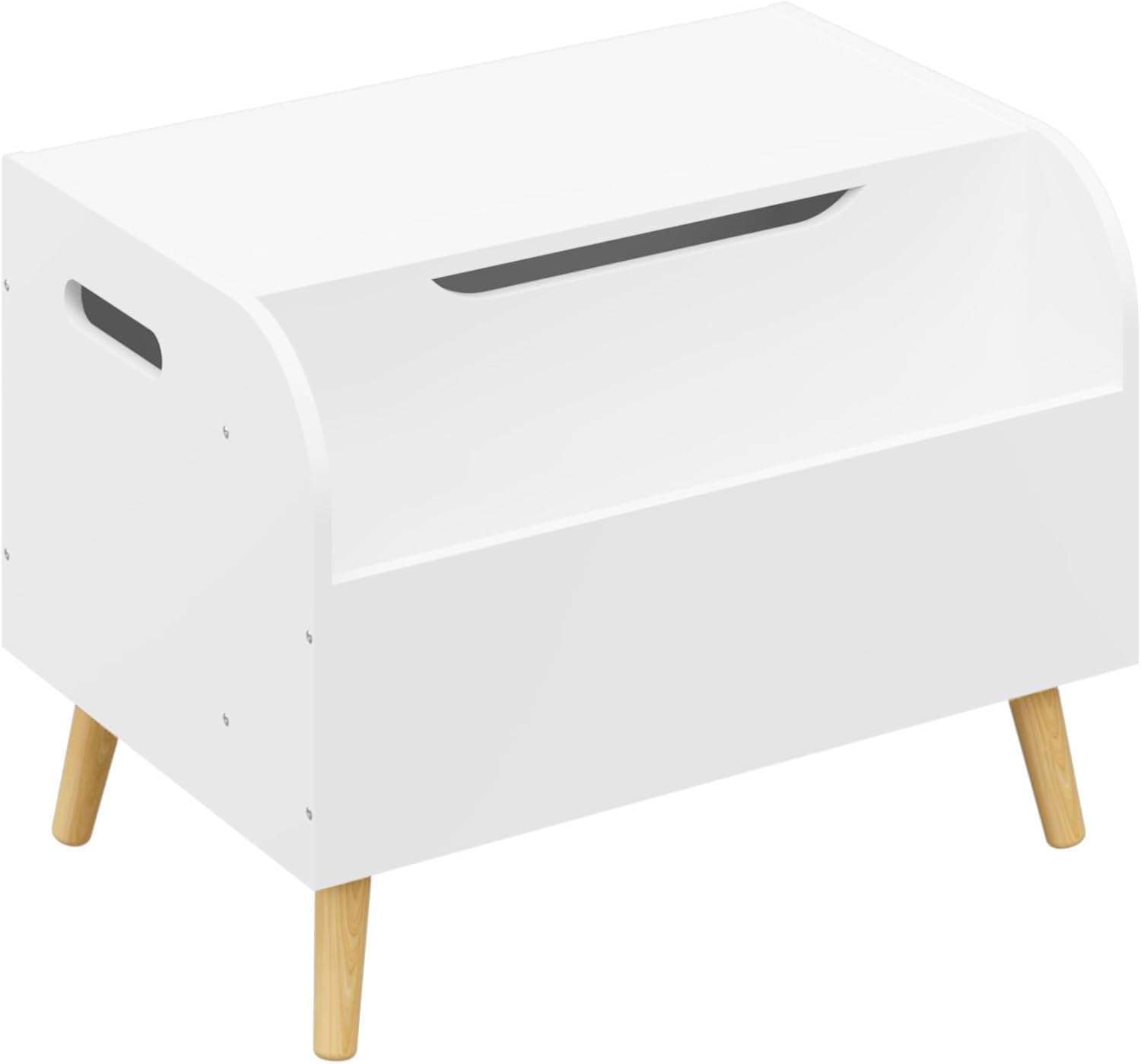 3-in-1 Wooden Storage Organizer with Front Bookshelf & Flip-Top Lid, Safety Hinge, Multi-Functional Chest Bench for Playroom & Room Organization, White - Solid Wood & MDF Construction