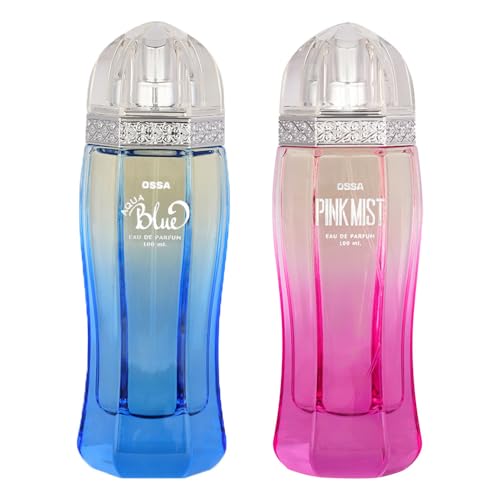 Image of Ossa Aqua Blue & Pink Mist Eau De Parfum For Men and Women, 2x100ML With Fresh And Floral Notes | Long Lasting Fragrance Combo Set (Pack of 2)