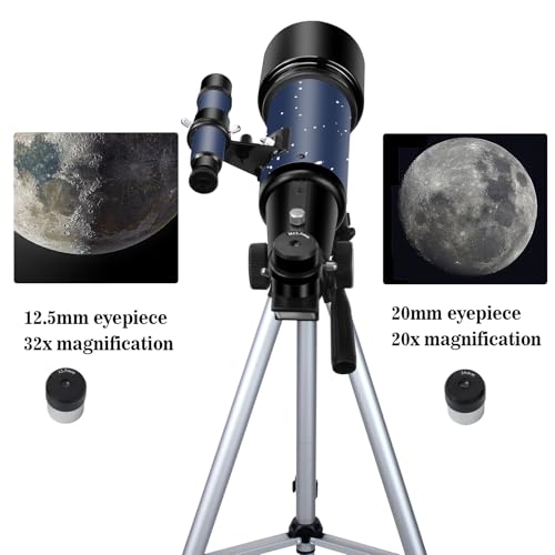 Teleskop für Erwachsene Anfänger, 70mm Aperture 400mm AZ Mount Voll Multi-Coated Optics Refraktor Tragbare Teleskope, Reiseteleskop mit Stativ und Telefon Adapter-Blau