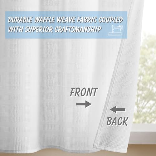 Home Queen White Waffle Bathroom Window Curtains, Water Repellent Rod Pocket Short Kitchen Drapes for Small Window, W 30 X L24 Each by Home Queen - Used condition - Image 6