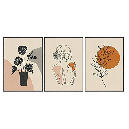 Toile Fine Art Silhouette Femme Noir et Blanc pour Salon Moderne et Chambre Inspirée Style Scandinave