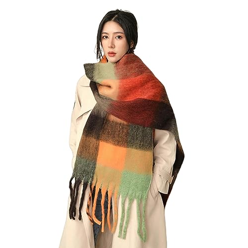 Châle hiver dames pour les sorties en ville, une écharpe à carreaux contre le froid