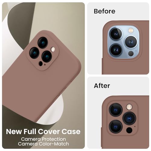 Image of FireNova Designed for iPhone 13 Pro Case, Silicone Upgraded [Camera Protection] Phone Case, Soft Anti-Scratch Microfiber Lining Inside, 6.1 inch, Light Brown