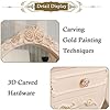 Makeup Vanity Set with Mirror & Cushioned Stool, Vintage Dressing Table with 4 Drawers, European Style Vanity Desk for Bedroom (Color : White+Gold, Size : 100x47x162cm)