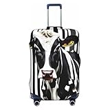 Conçue pour plus de commodité, cette housse de bagage lavable noire et blanche à imprimé vache peut être facilement nettoyée après chaque voyage. Le matériau résiste à la saleté et aux taches, assurant que votre protection de valise est comme neuve, voyage après voyage.