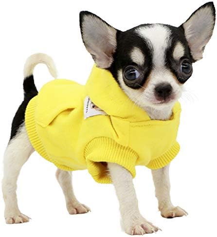 LOPHIPETS Dog Cotton Hoodies Sweatshirts for Small Dogs Chihuahua Puppy Clothes Cold Weather Coat-Yellow/XXS