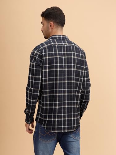 Image of WROGN Men's 100% Cotton Shirt | Checkered Pattern | Regular Fit