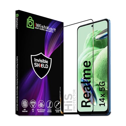 Image of compatible with Realme 14x 5G Tempered Glass [with warranty] screen protector guard Full Edge to Edge 9H Full Glue FHD with Easy Installation kit (realme14x / 14 x)