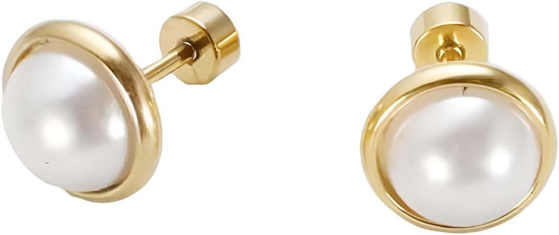 6-10 MM Pearl Stud Earring Set 6 Pairs Flatback Earrings Stainless Steel Hypoallergenic Screwback Jewellery for Sensitive Ears Women Ladies Helix Flat Back Jewelry Kit Aretes De Perlas Para Mujer - Image 5