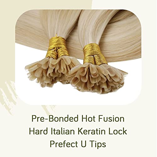 RUNATURE Blonde U Tip Hair Extensions Human Hair Higlight Blonde Nail U Tip Extensions Real Hair Keratin Human Hair Extensions Blonde 24 Inch 50 Gram - Image 3
