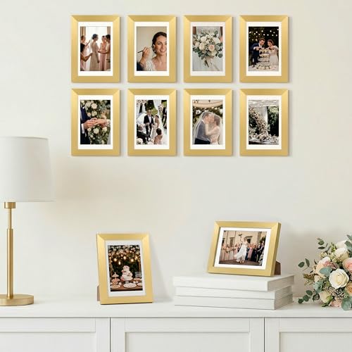 Image of upsimples 4x6 Picture Frame, Photo Collage Wall Decor Set of 10, Gold | Fit 3.5x5 and 4 x 6 Photos, Wall or Tabletop Display, For Gallery Hallway Living Room, For Christmas Mother's Day Wedding