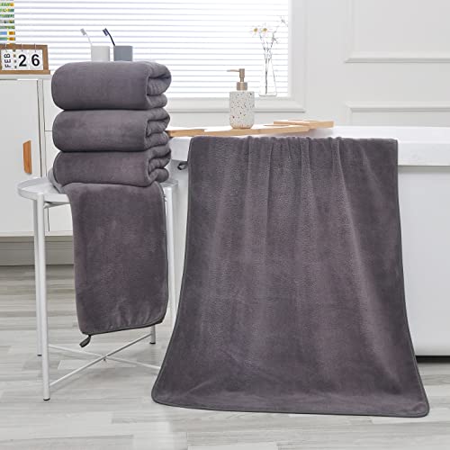 Graceaier Ultra Soft Bath Towels 4 Pack (28" X 56") - Quick Drying - - Microfiber Coral Velvet Highly Absorbent Towel For Bath Fitness, Bathroom, Sports, Yoga, Travel #TOP1