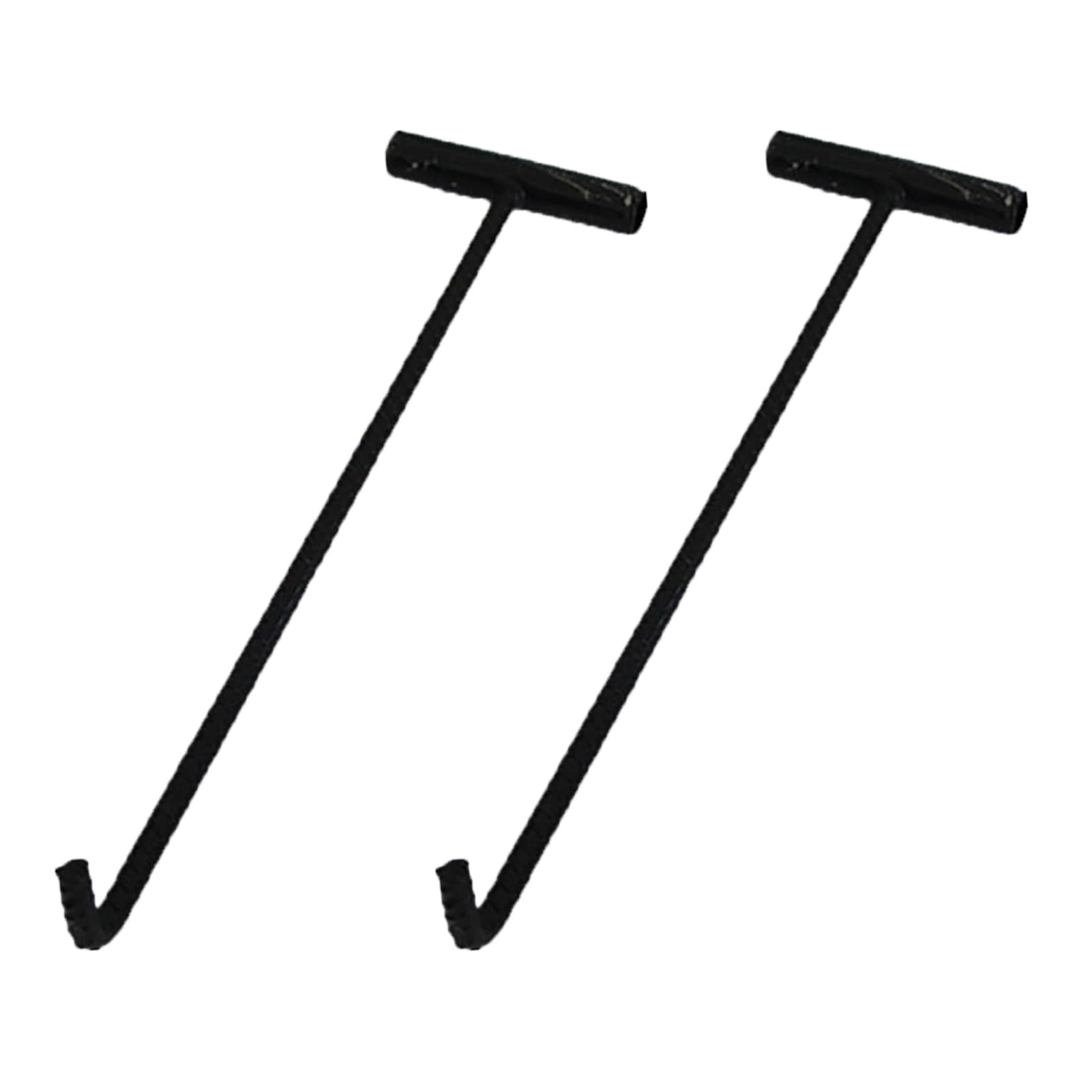 ZIMGOD Set of 2 Manhole Hooks Black Steel, Lifting & Pulling Tool for Sewer Covers/Septic Tanks Lids, Multipurpose Highway Drain Grate Lifter(64x15cm (25 1/4