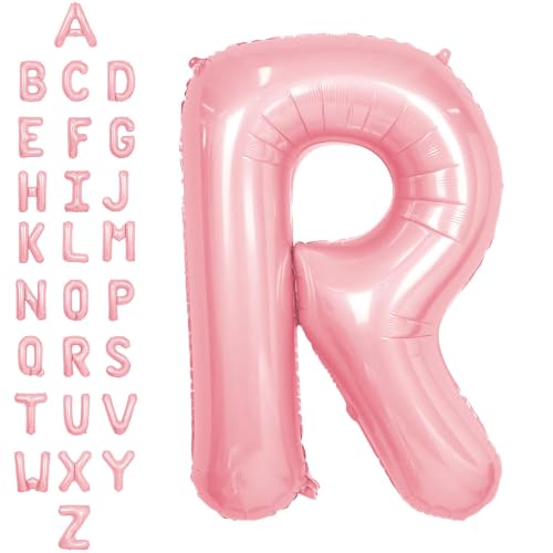 SUWEN 40 Inch Pink Large R Letter Balloons Big Foil Helium A-Z
