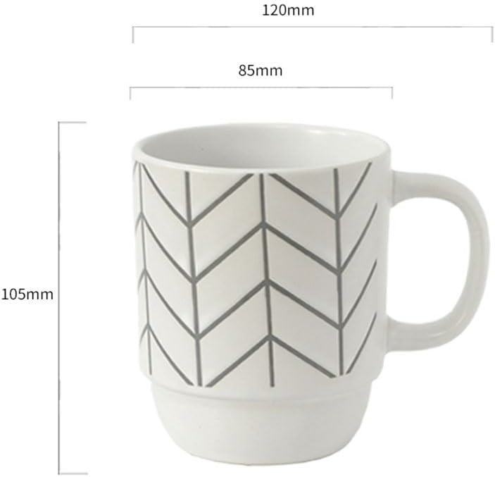 Patterned Stackable Ceramic Cup Domestic Coffee Breakfast Milk Water Cups